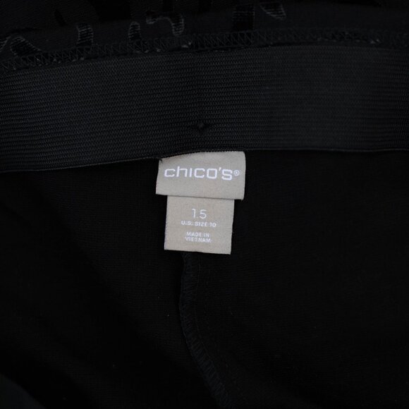 Chico’s Velvet Ankle Pants Womens 10 Black Burnout Pull On Stretch Gothic Party - Picture 7 of 9